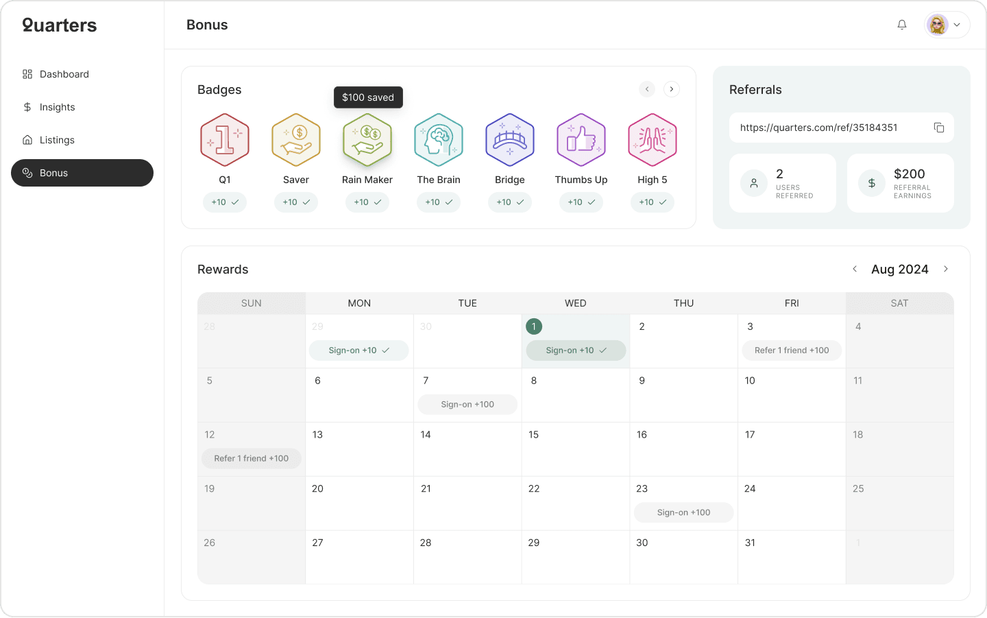 Quarters - Web App Design, image 9 of 12