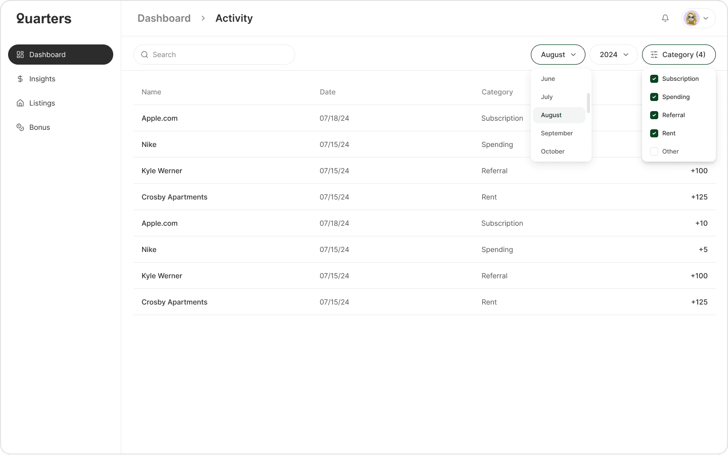 Quarters - Web App Design, image 2 of 12